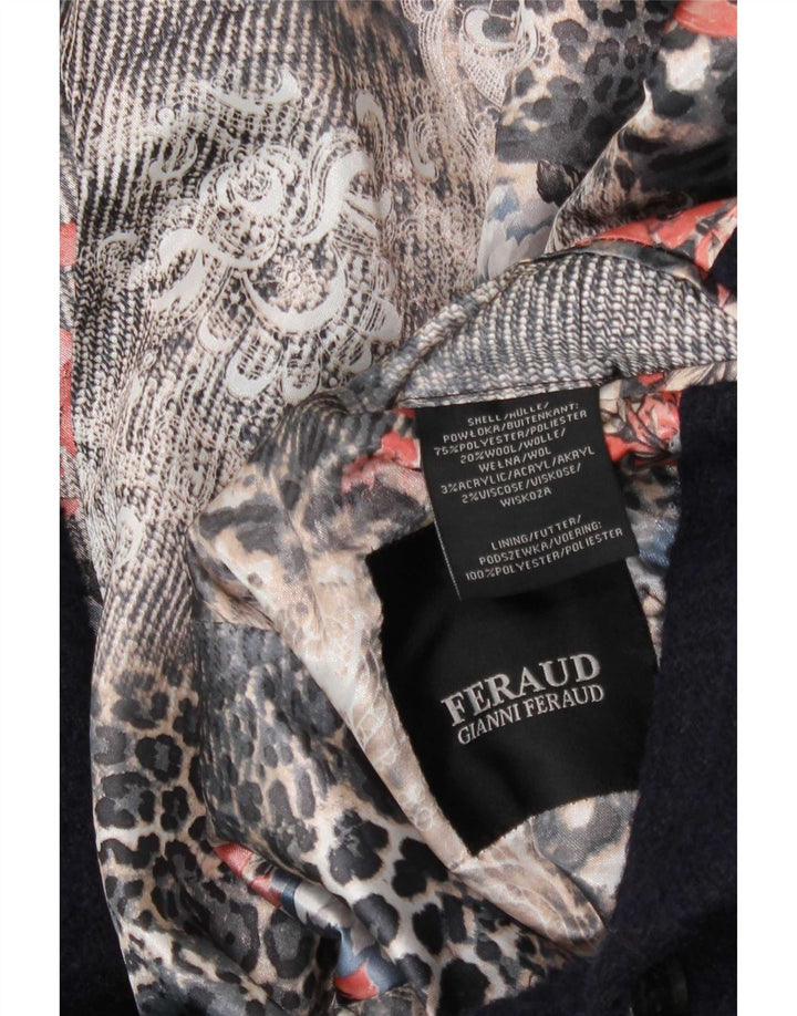 Gianni Feraud pardesiu pentru femei UK 14 mare bleumarin chevron poliester