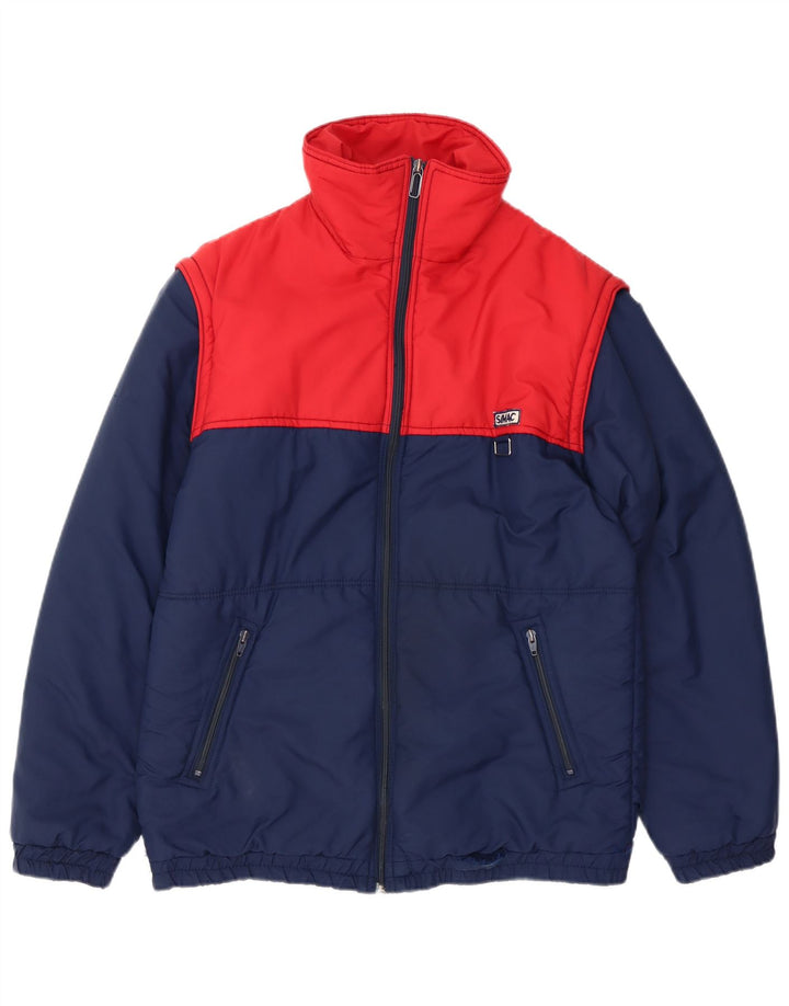 Jachetă căptușită pentru bărbați VINTAGE UK 38 Mediu Bleumarin Poliamidă color bloc