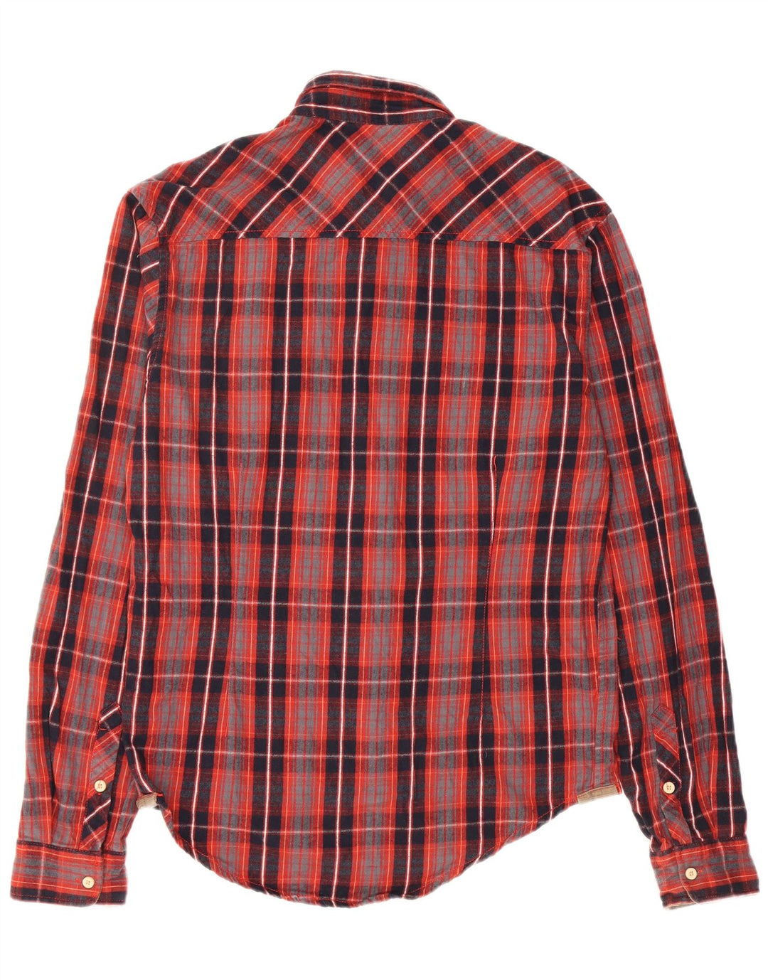 ZARA Mens Slim Flannel Shirt Large Red Check Cotton