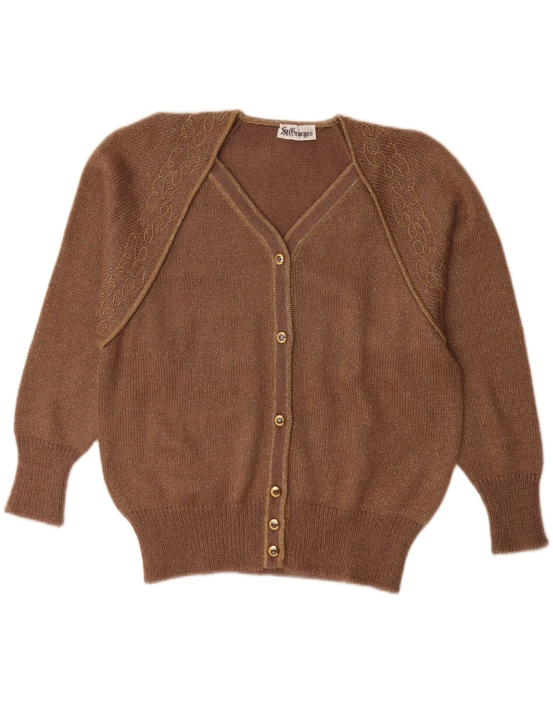 St. Georges Pulover cardigan supradimensionat pentru femei US 4 Small Brown Flecked