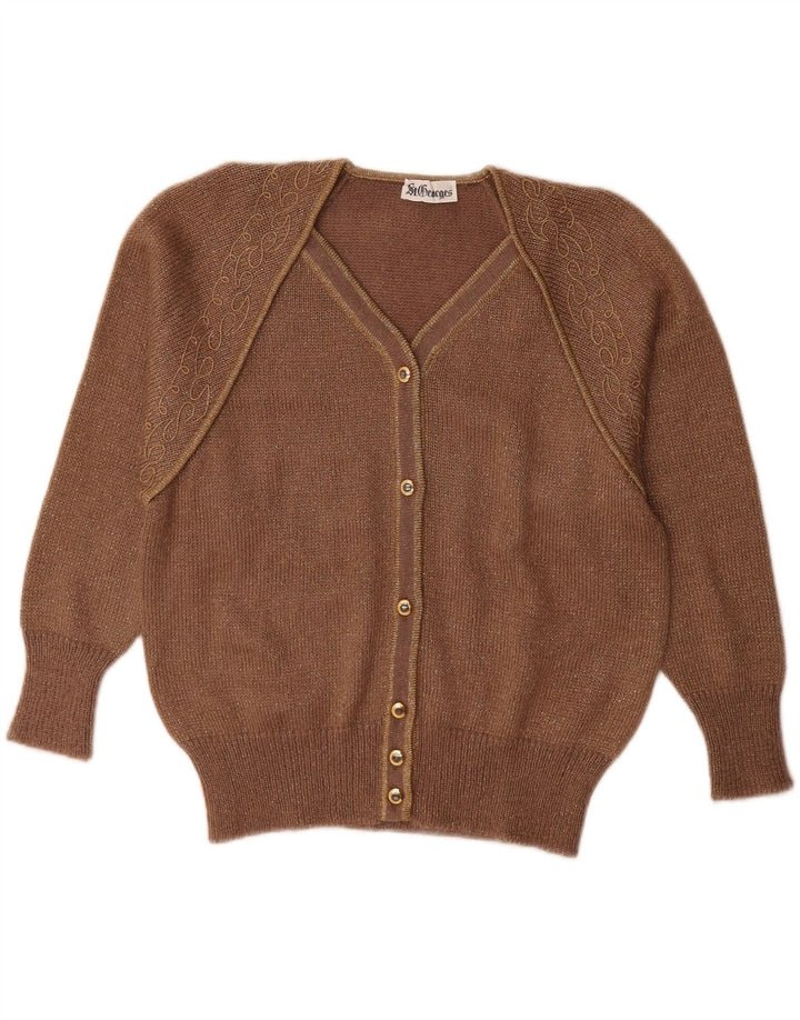 St. Georges Pulover cardigan supradimensionat pentru femei US 4 Small Brown Flecked
