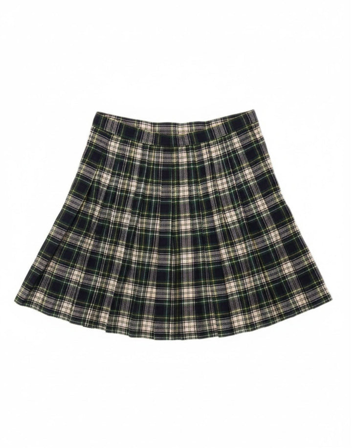 Fusta Mini Wrap Vintage pentru femei W28, carouri verde mediu
