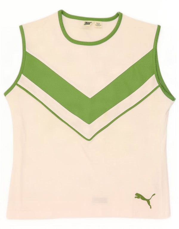 Vestă Puma pentru femei UK 14, mare, alb, din bumbac color bloc