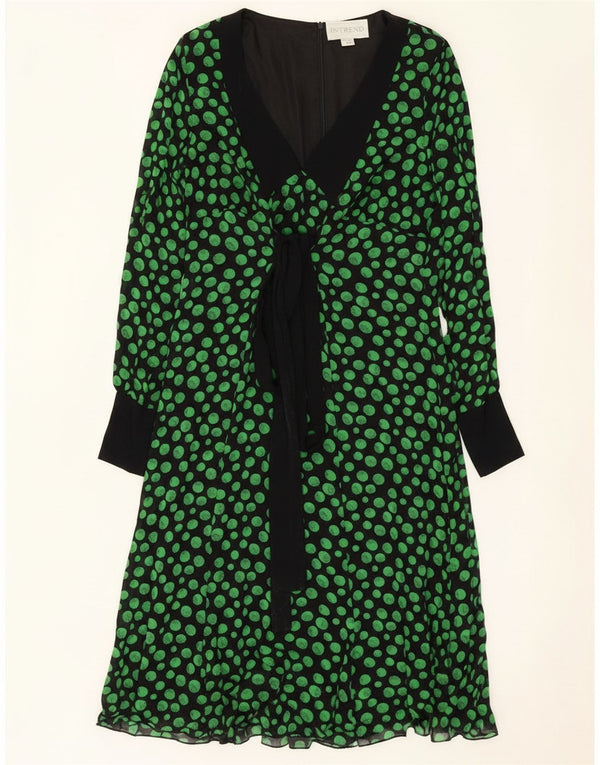 Max Mara Femei Intrend Rochie A-Line cu maneca lunga UK 12 Medium Black Spotted