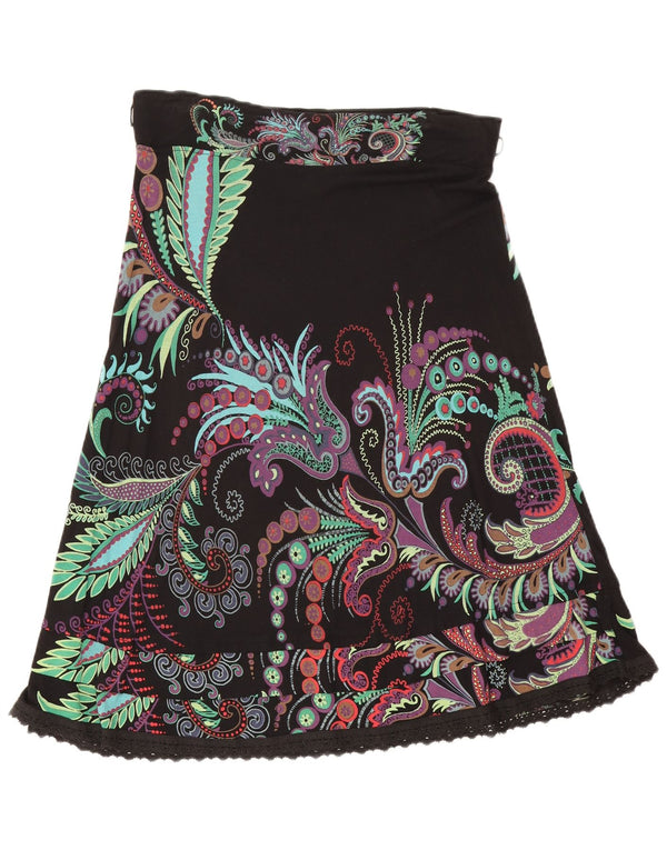 Fusta A-Line Desigual Womens Medium W30 Black Paisley Viscose