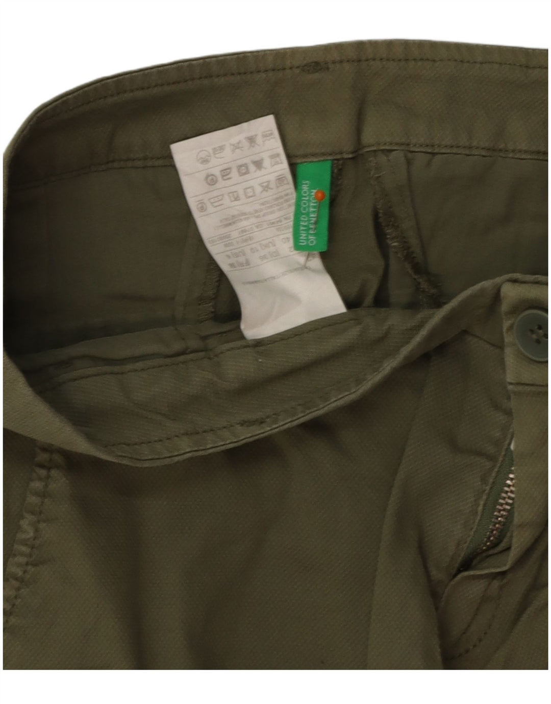 Pantaloni scurti chino pentru femei BENETTON UK 10 Small W30 Khaki Bumbac