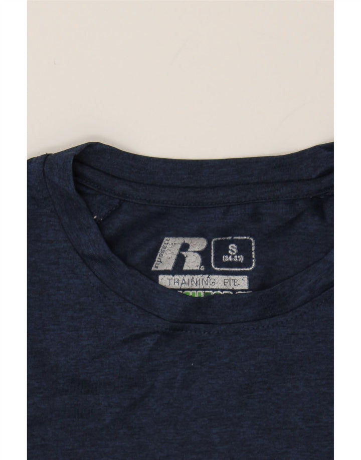 RUSSELL ATHLETIC Mens T-Shirt Top UK 34/35 Small Navy Blue Polyester Vintage Russell Athletic and Second-Hand Russell Athletic from Messina Hembry 