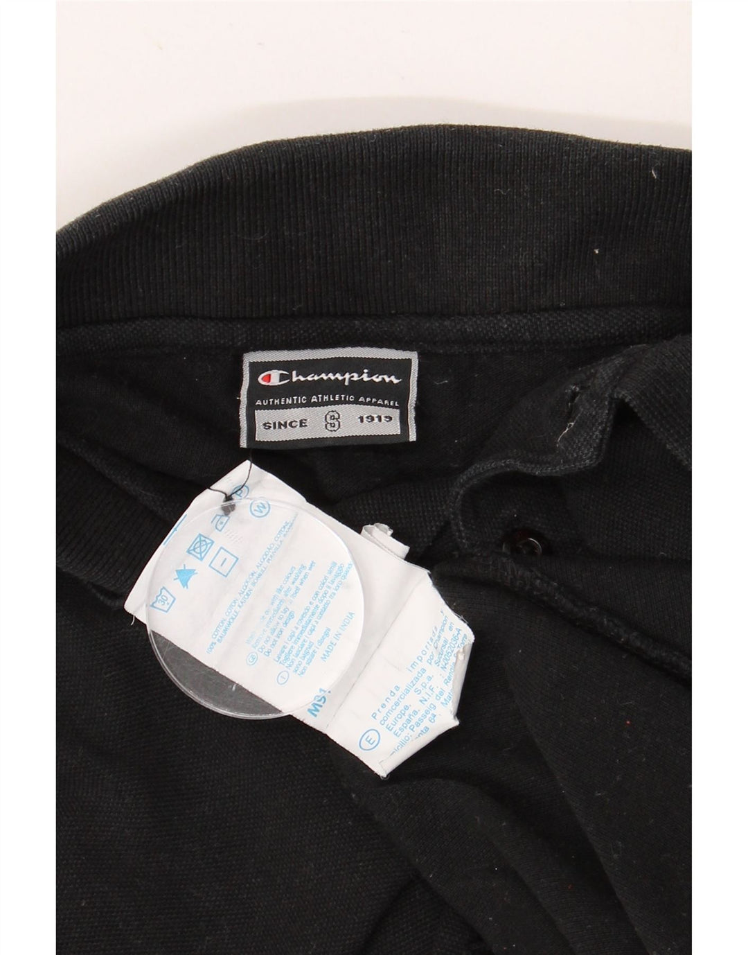 Tricou polo pentru bărbați CHAMPION cu mânecă lungă, bumbac mediu negru