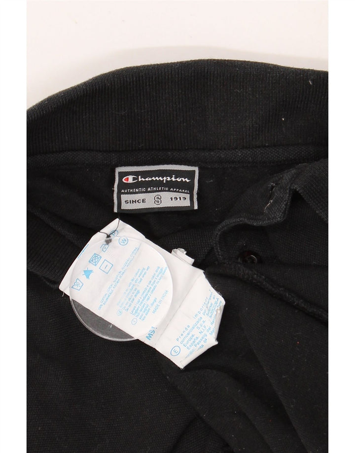 Tricou polo pentru bărbați CHAMPION cu mânecă lungă, bumbac mediu negru