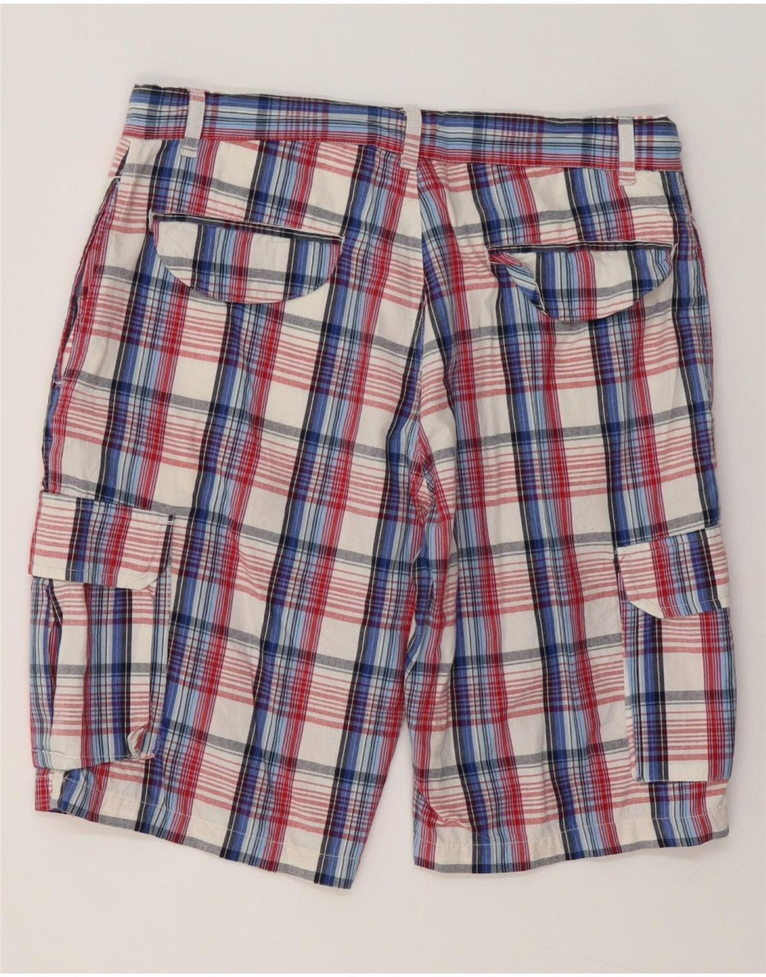 Pantaloni scurți cargo pentru bărbați Brugi, mari W34, bumbac în carouri albastre