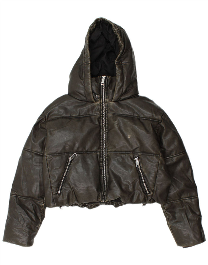 Jachetă căptușită cu glugă supradimensionată pentru femei ZARA UK 10 Small Khaki