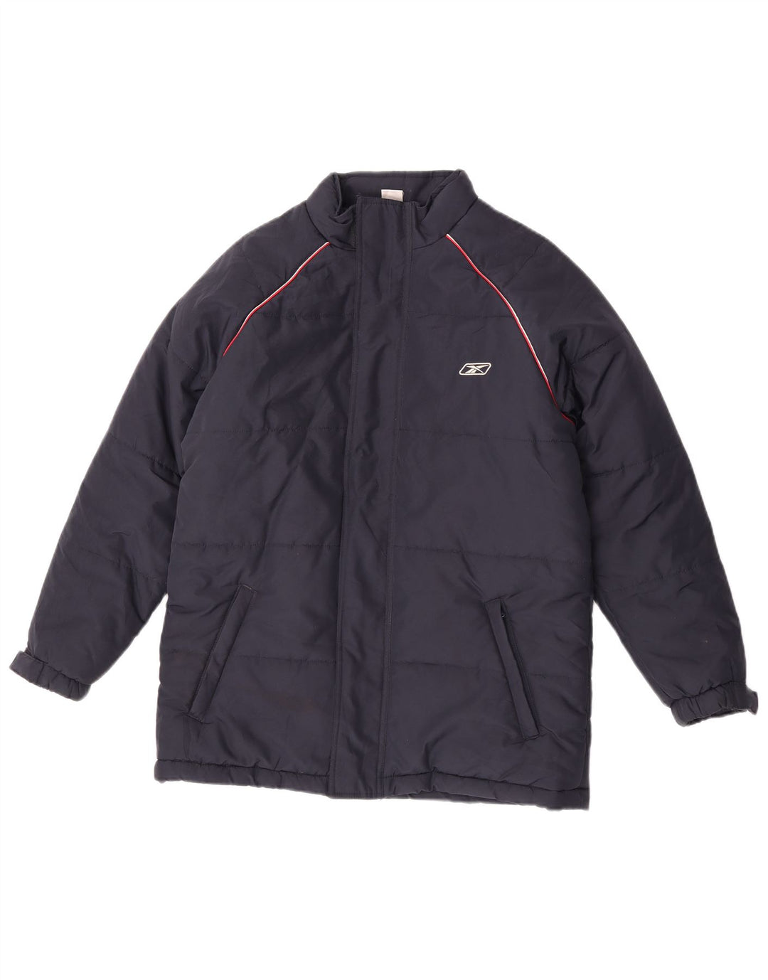 Jachetă căptușită cu glugă grafică Reebok pentru băieți 13-14 ani XL bleumarin poliester
