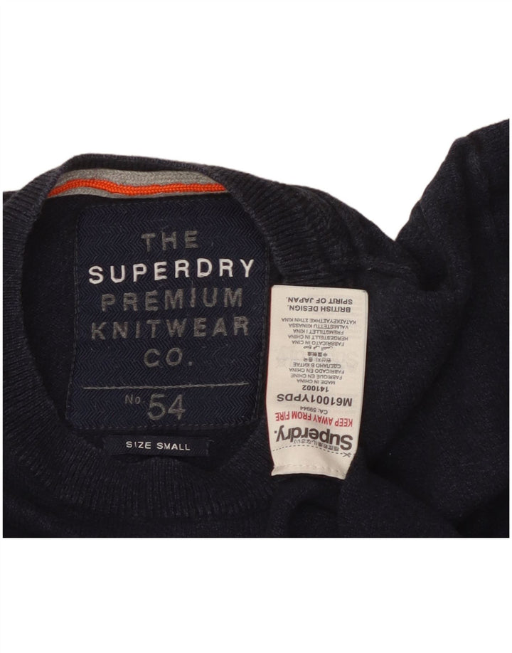 Pulover pentru bărbați SUPERDRY cu gât crew pulover mic din bumbac bleumarin