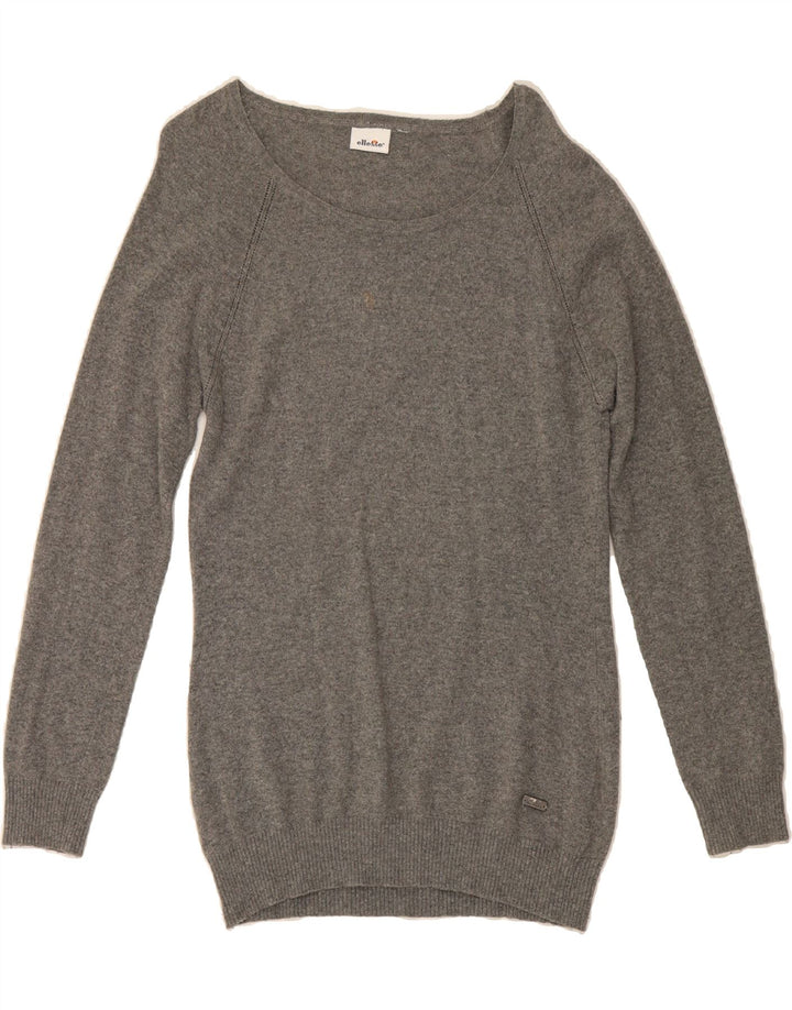 ELLESSE Womens Boat Neck Jumper Sweater UK 12 Medium Grey Vintage Ellesse and Second-Hand Ellesse from Messina Hembry 
