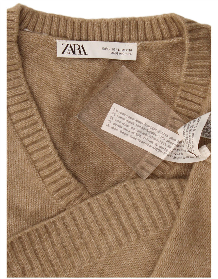 Zara femei Crop Vest Tank Top UK 16 Mare Bej Poliester