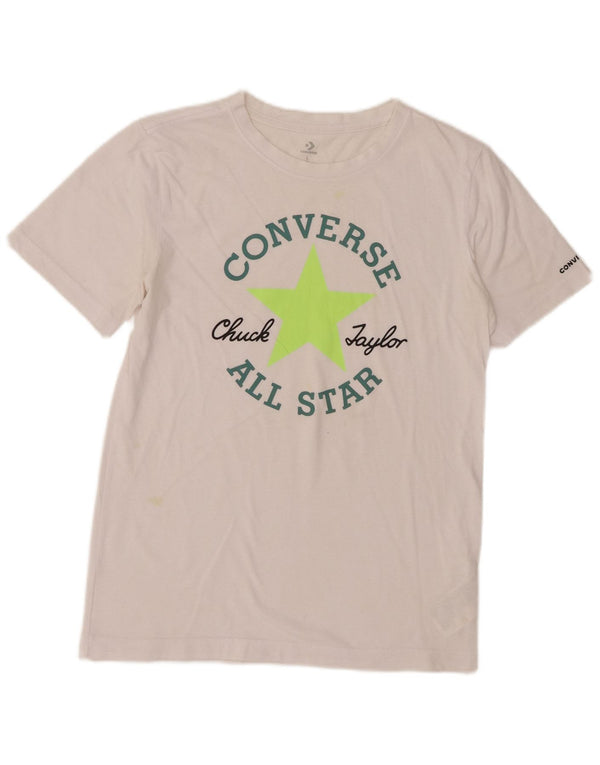 Tricou grafic Converse pentru băieți Top 12-13 ani, mare, alb, bumbac