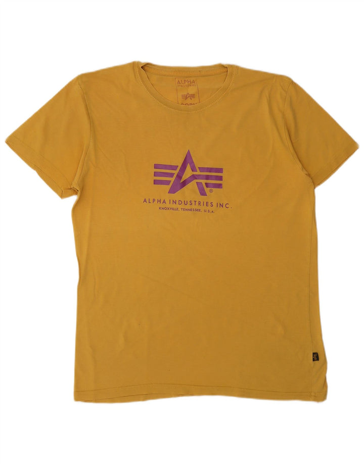ALPHA INDUSTRIES Tricou grafic pentru bărbați Top din bumbac galben mediu