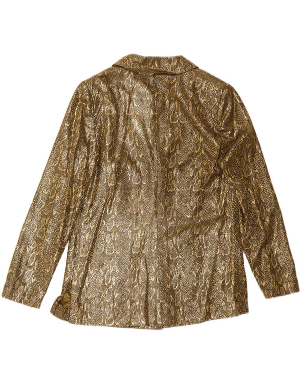 Jachetă pentru femei VINTAGE cu 2 nasturi, UK 14 Medium Gold Animal Print