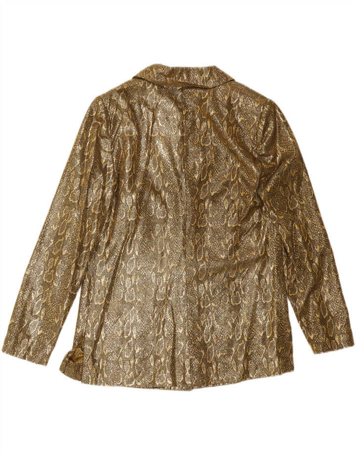 Jachetă pentru femei VINTAGE cu 2 nasturi, UK 14 Medium Gold Animal Print