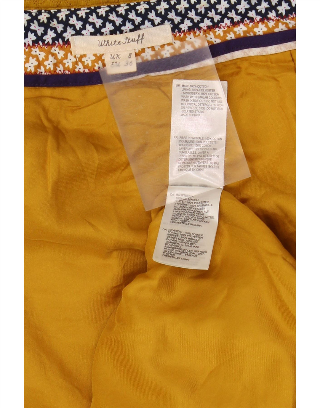 WHITE STUFF Fusta dreaptă pentru femei UK 8 Small W28 Bumbac geometric geometric