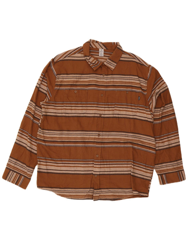Cămașă de flanel pentru bărbați Hurley 2XL maro cu dungi