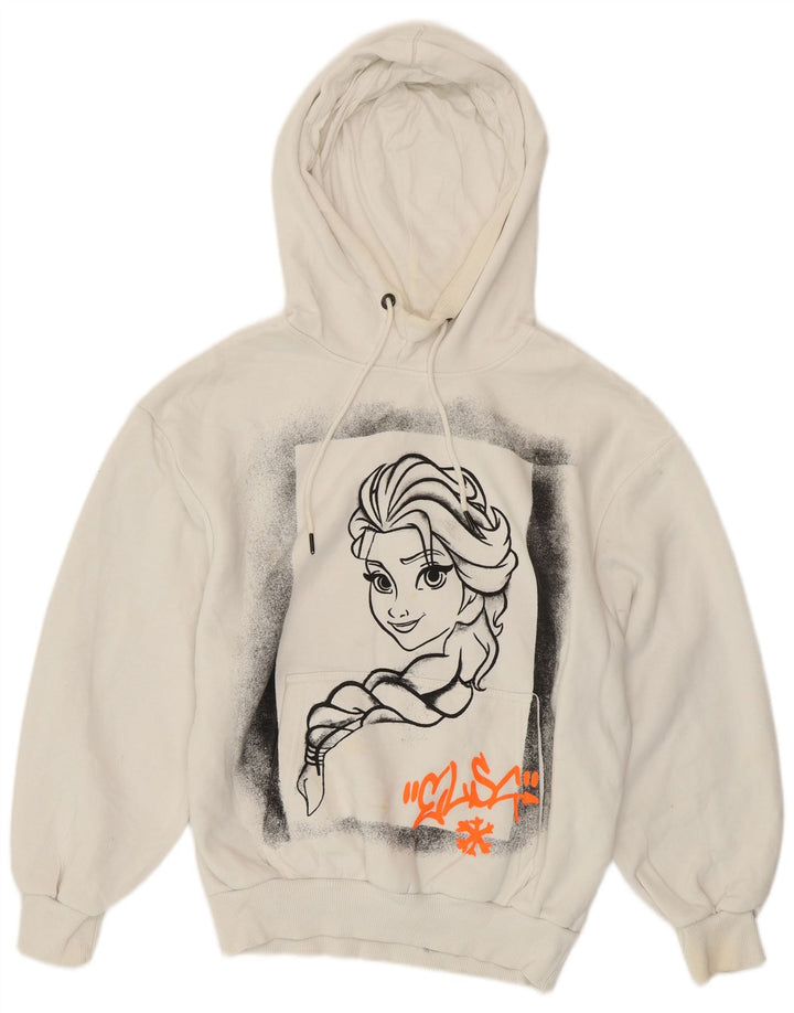 Pulover ZARA pentru femei Frozen Graphic Hoodie UK 10 Small White