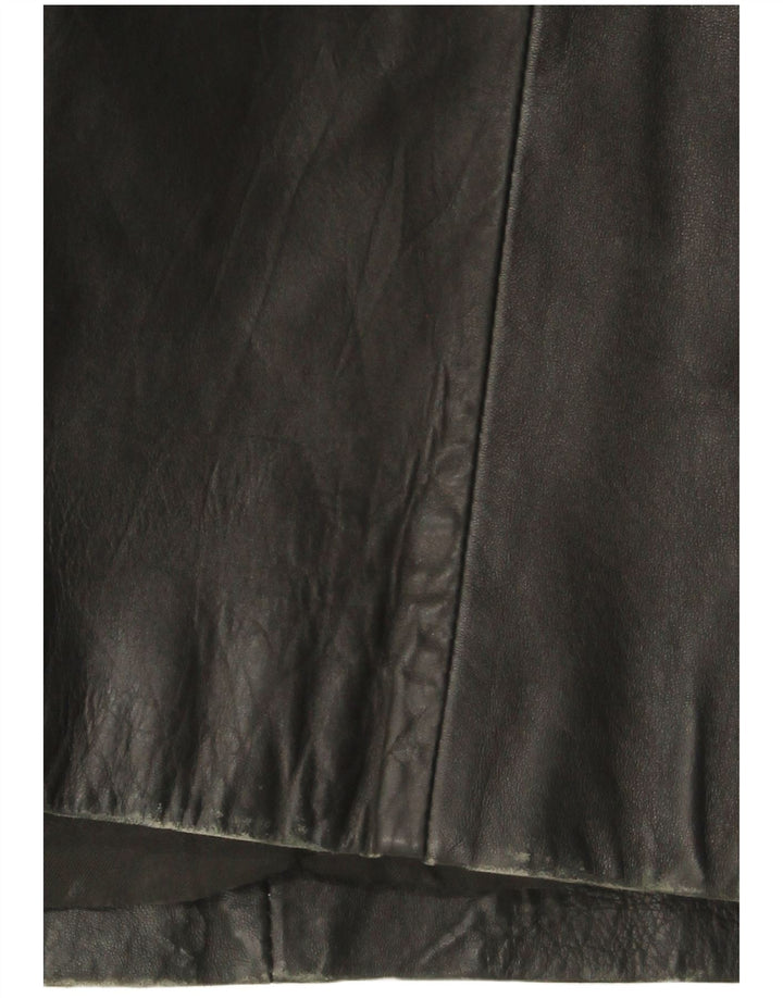 Palton din piele vintage pentru femei UK 18 XL din piele neagră