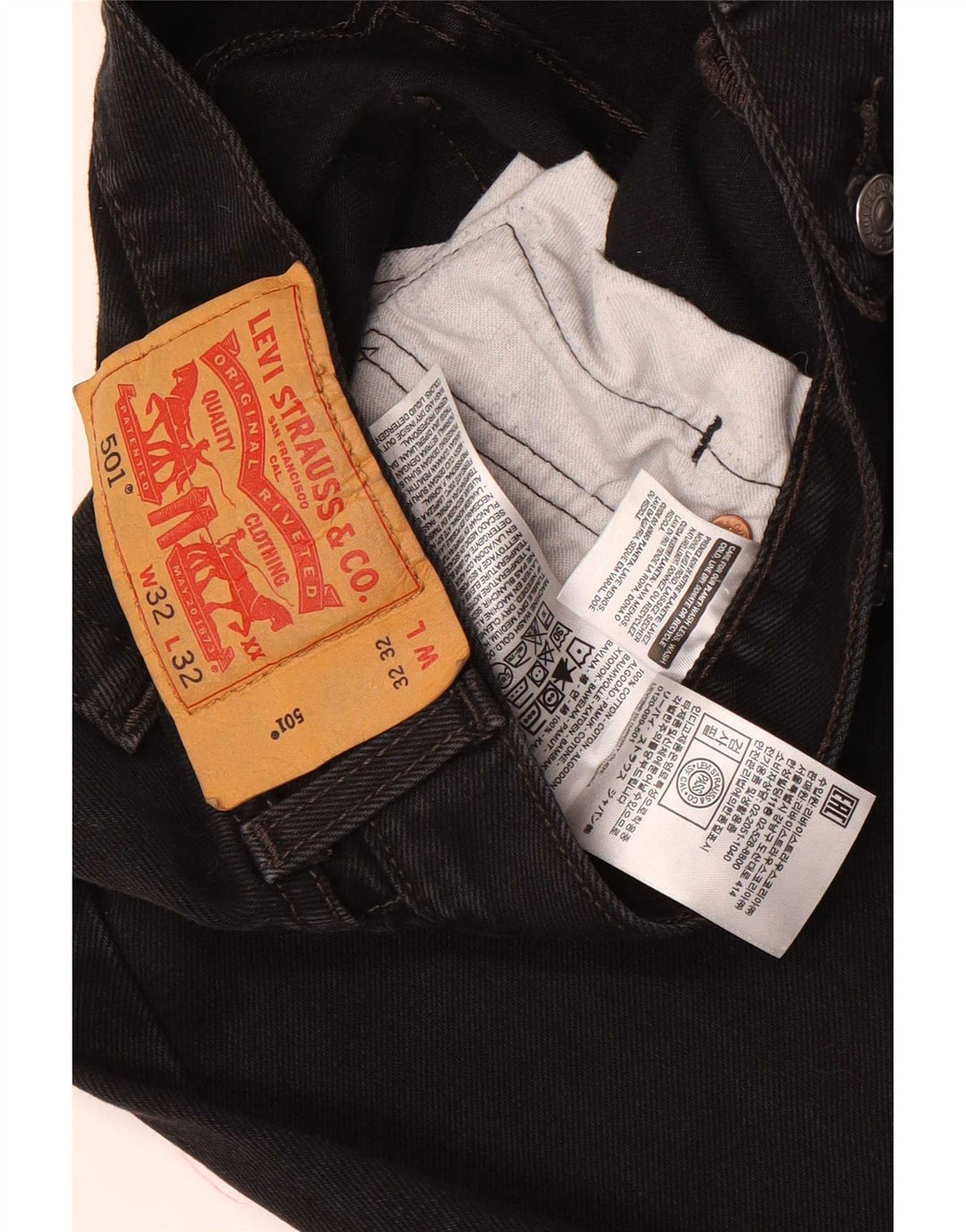 Blugi drepti pentru bărbați Levi's 501 W32 L32 bumbac negru