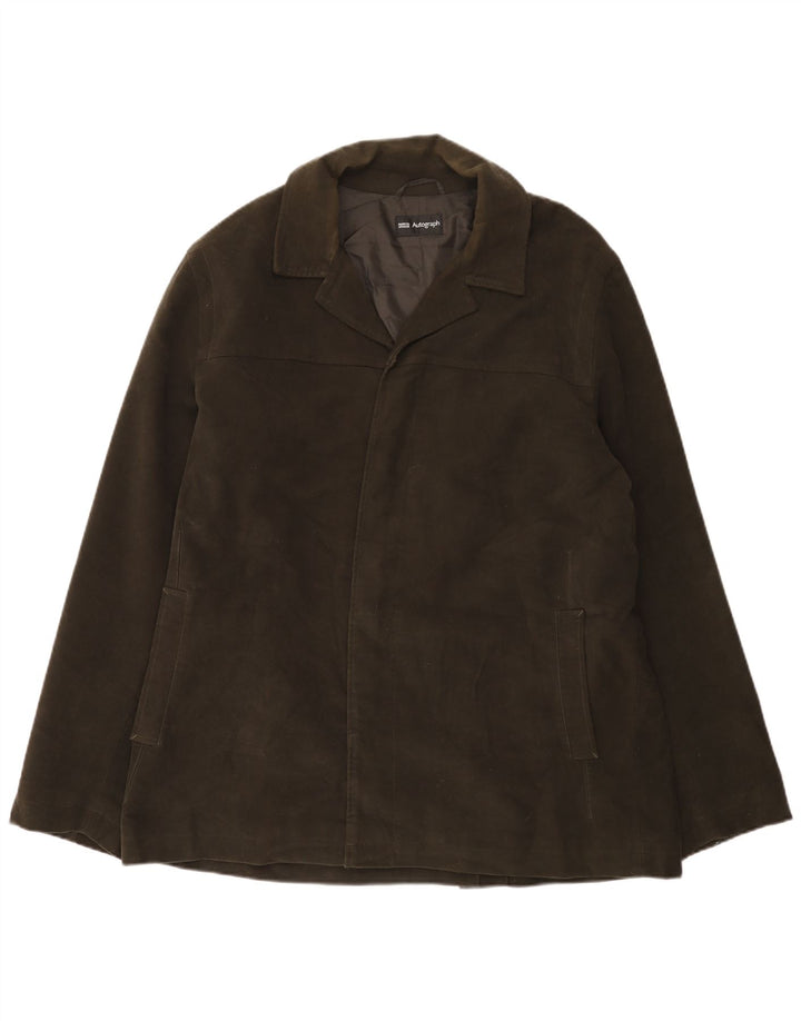 Geaca de piele intoarsa deschisa pentru barbati Marks & Spencer, UK 42 XL, kaki