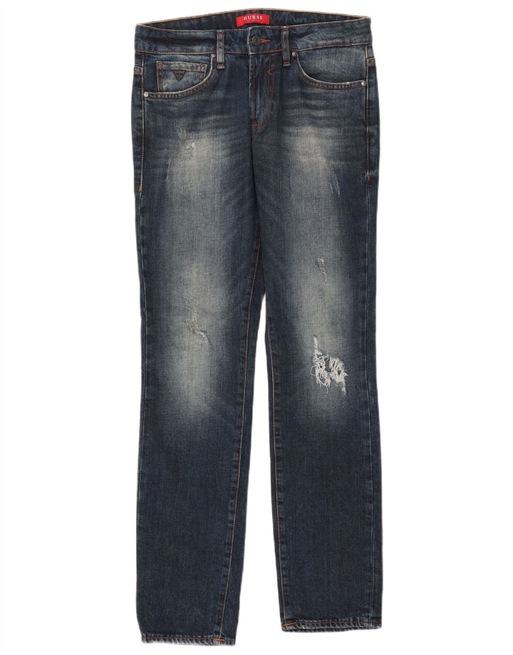 Blugi slim pentru femei Guess Distressed W30 L32 Bumbac albastru