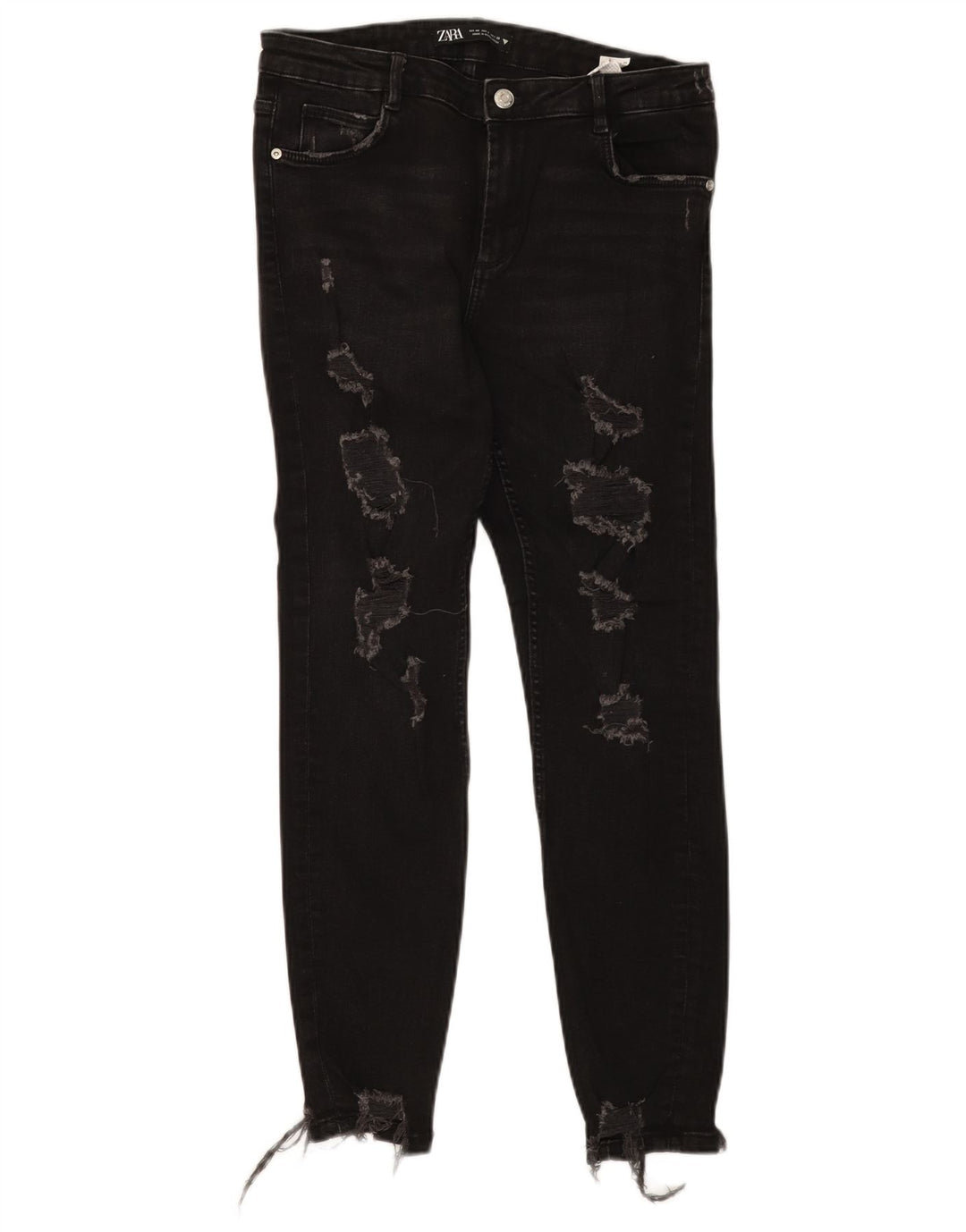 Blugi slim pentru femei Distressed Zara EU 40 Medium L30 L27 Bumbac negru