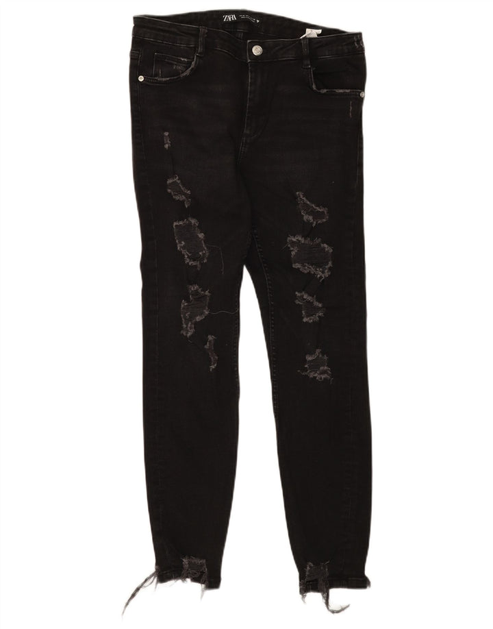 Blugi slim pentru femei Distressed Zara EU 40 Medium L30 L27 Bumbac negru