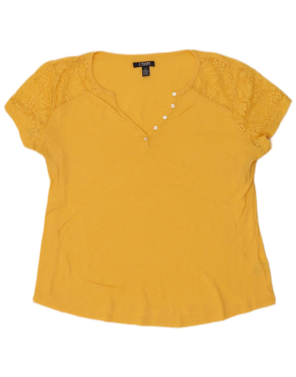 Tricou pentru femei Chaps Top UK 16, mare, galben, cu flori din nailon