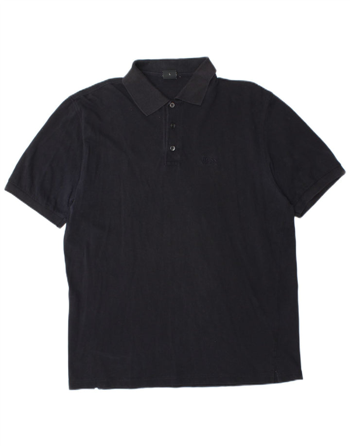 Cămașă polo pentru bărbați Hugo Boss, mare din bumbac bleumarin