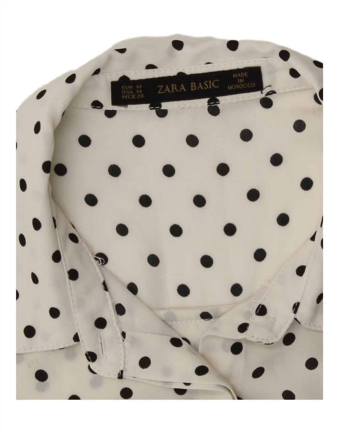 Cămașă Zara Femei See Through UK 14 Medium White Polka Dot