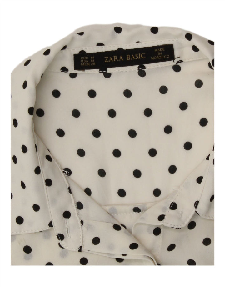 Cămașă Zara Femei See Through UK 14 Medium White Polka Dot
