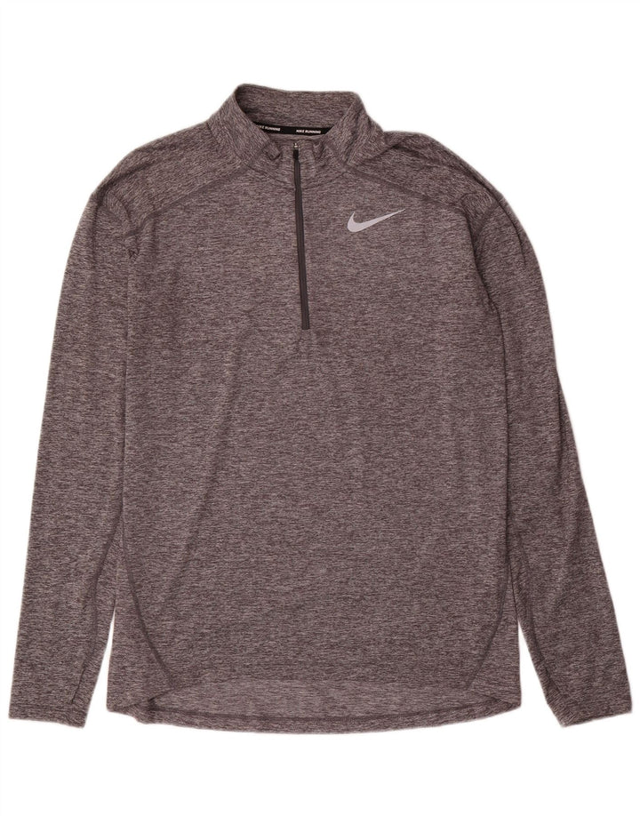 Top de trening pentru bărbați Dri Fit, cu fermoar și gât, poliester, gri mediu