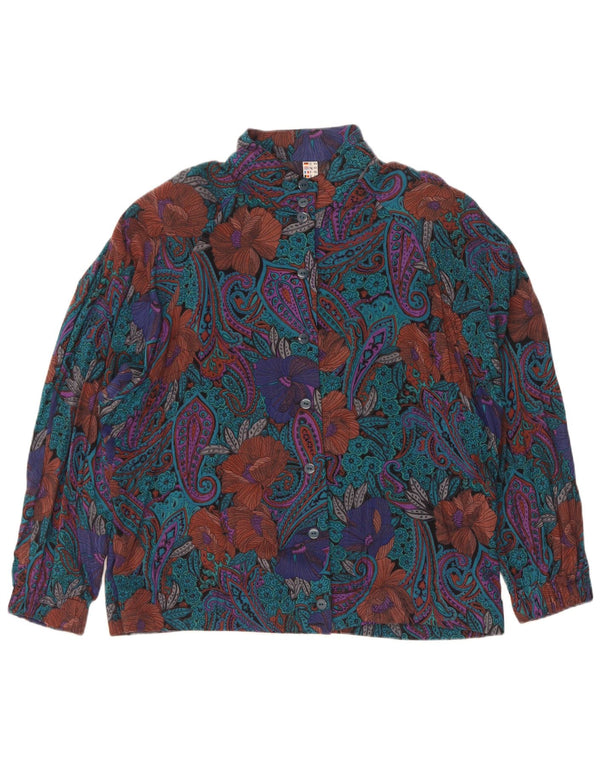 Bluză vintage cămașă pentru femei EU 44 XL Blue Paisley Viscose