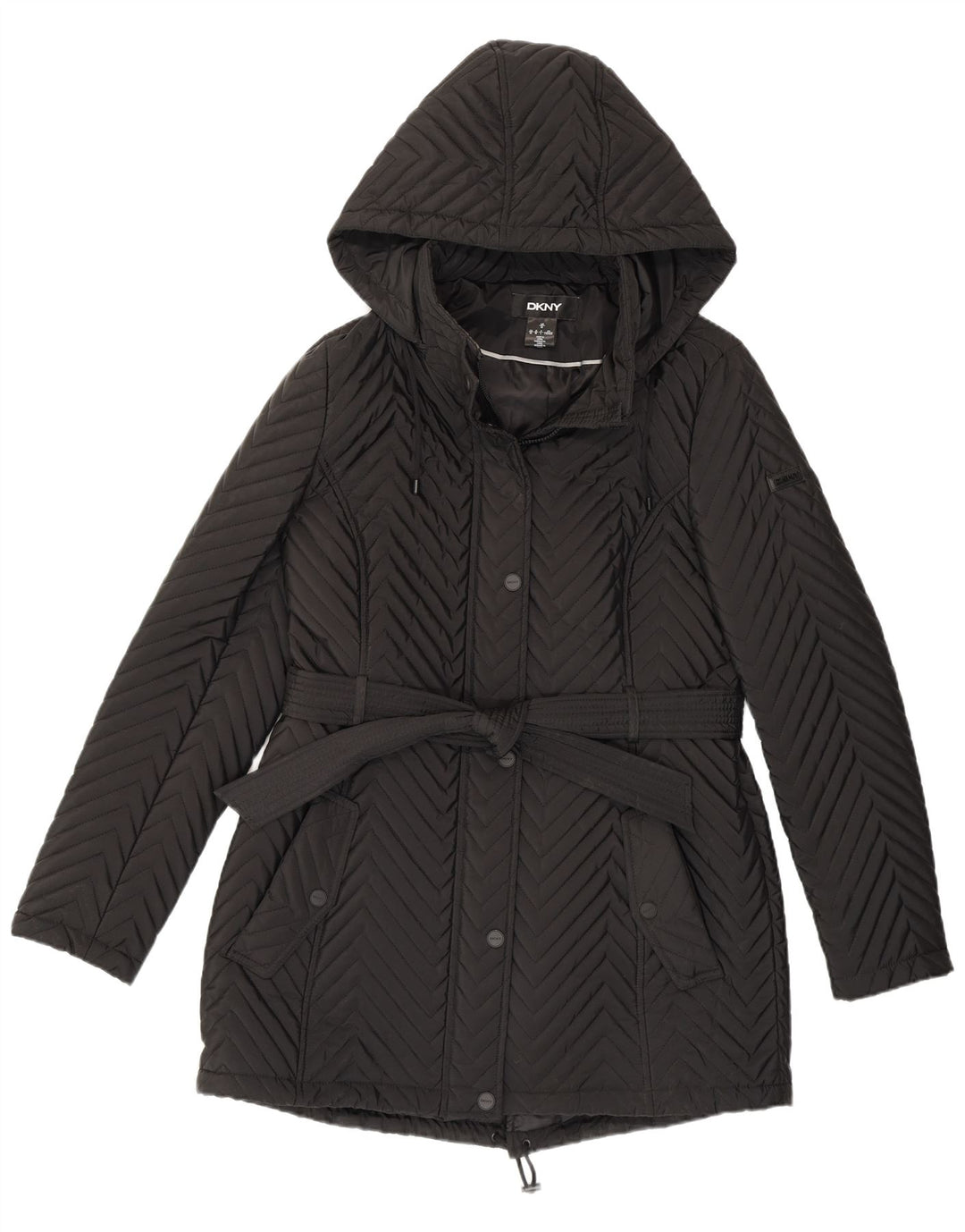 Dkny Jachetă de vânt cu glugă pentru femei UK 12 Medium Black Chevron