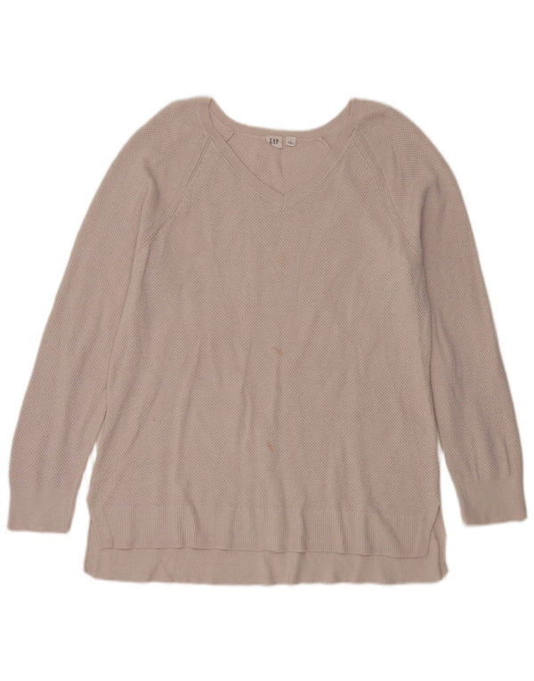 Pulover pentru femei Gap cu decolteu în V UK 18 XL bumbac bej