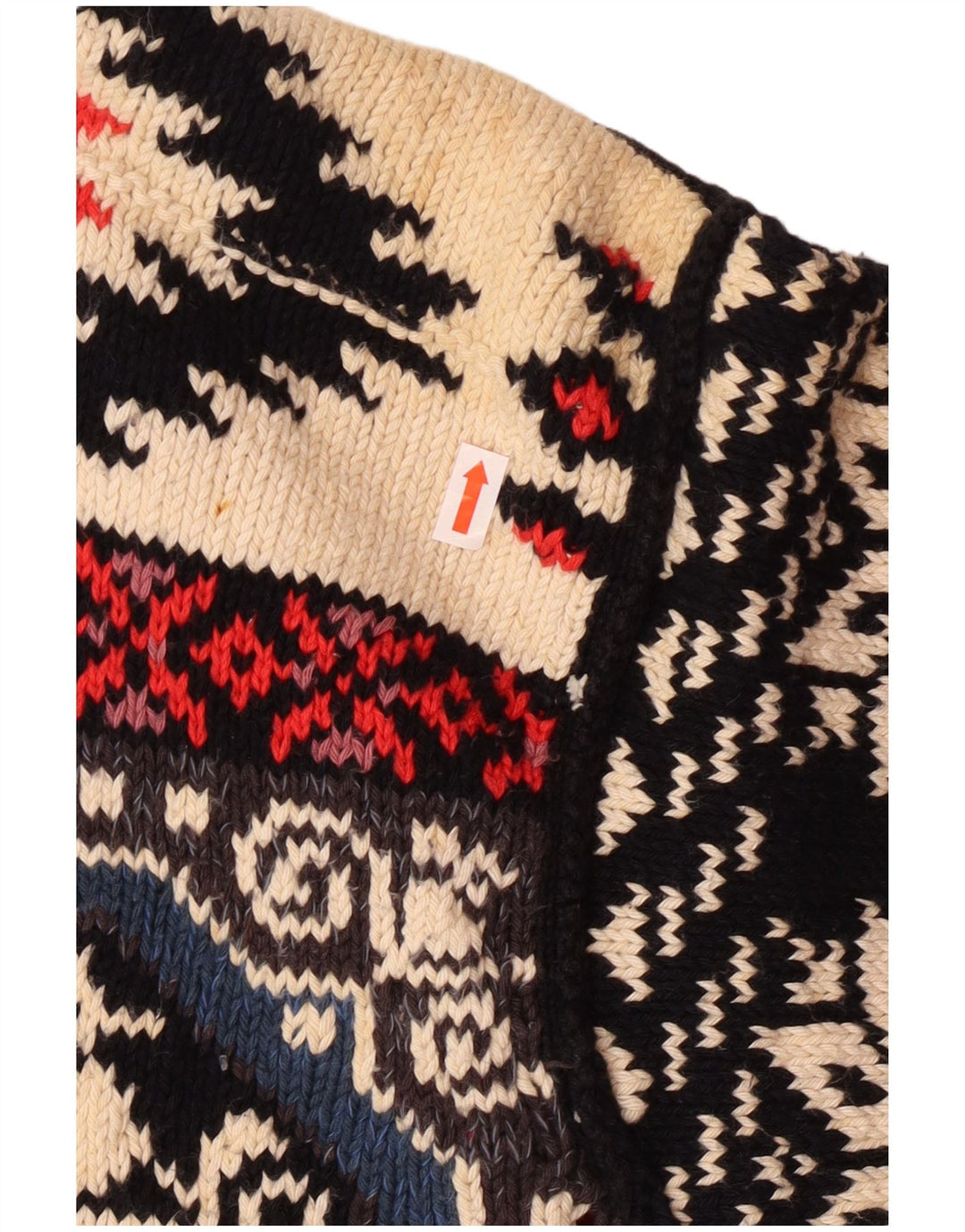 Pulover vintage cardigan grafic pentru femei UK 10 mic multicolor boem