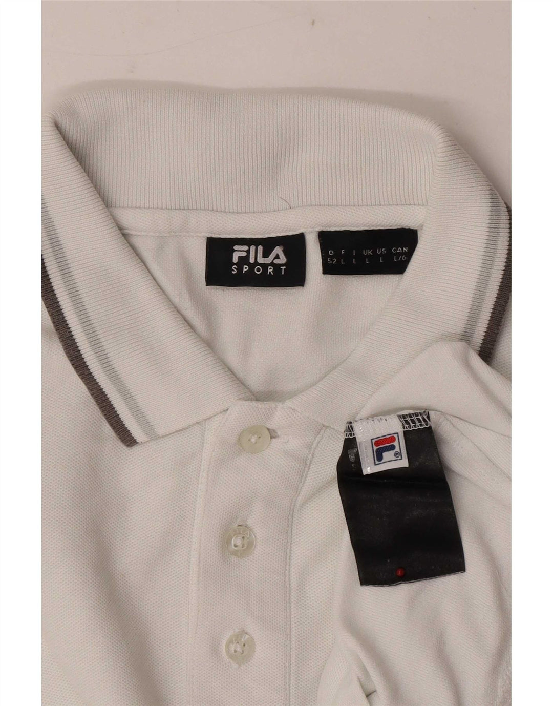 Tricou polo cu mânecă lungă pentru bărbați Fila, bumbac alb mare
