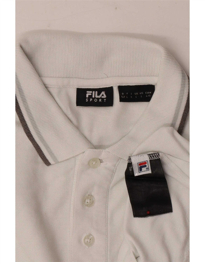 Tricou polo cu mânecă lungă pentru bărbați Fila, bumbac alb mare