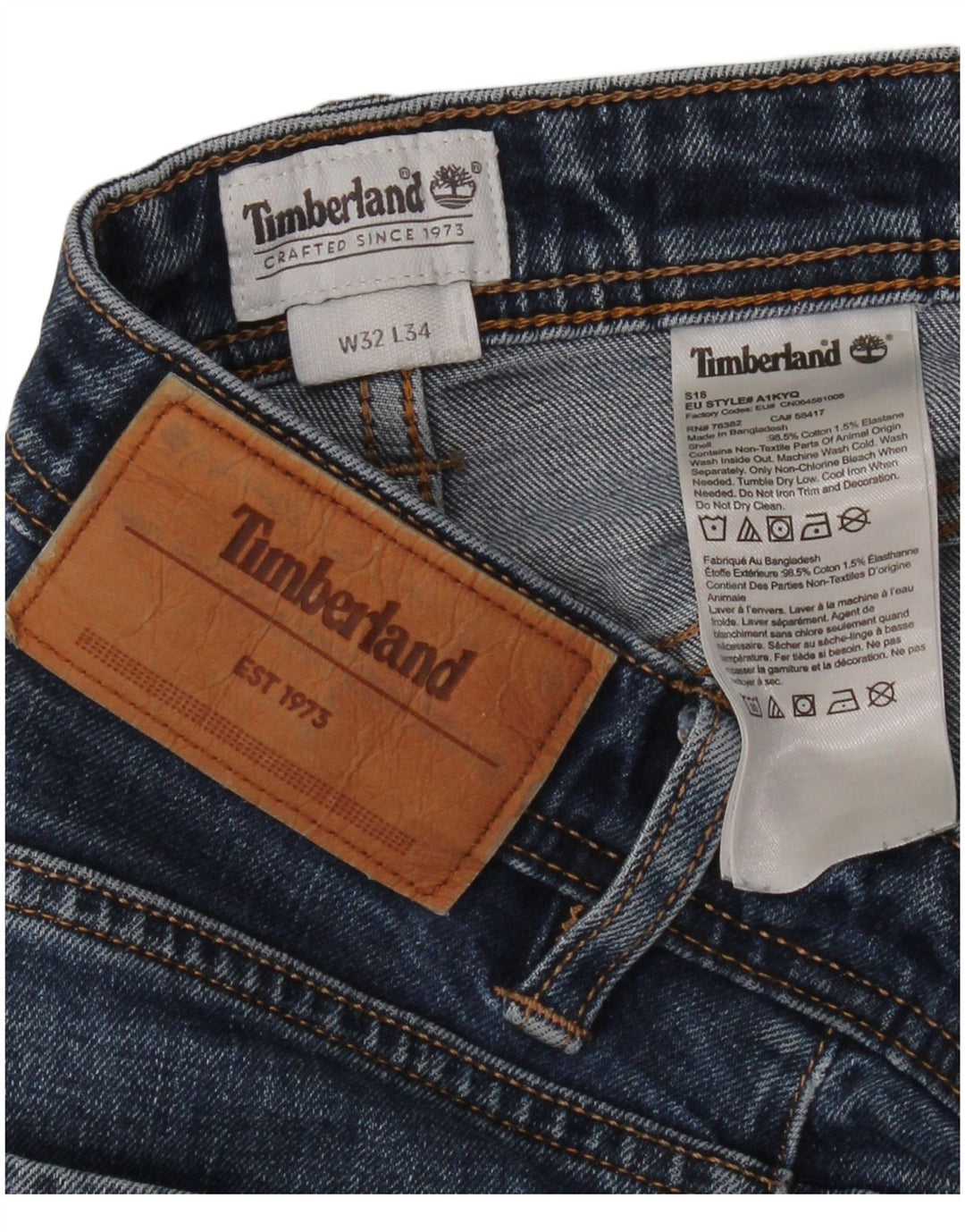 Blugi drepti pentru bărbați Timberland W32 L28 Bumbac albastru