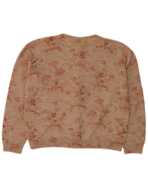 Pulover cardigan pentru femei Laura Ashley UK 18 XL Lână florală bej