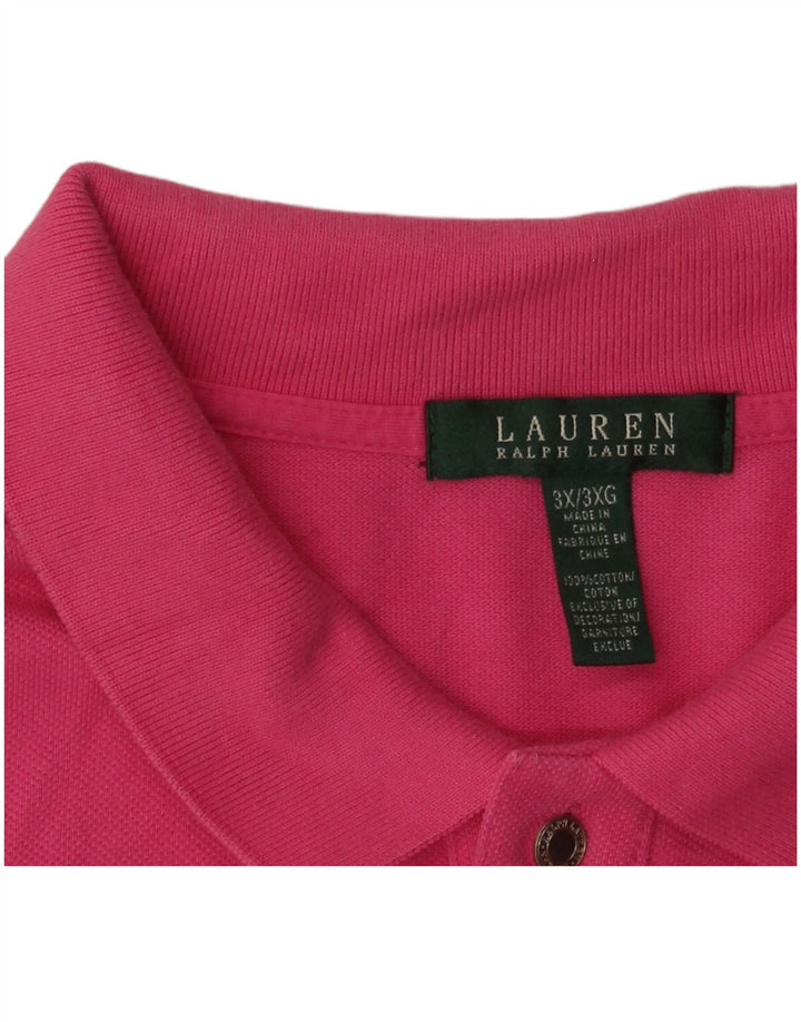 Tricou polo RALPH LAUREN pentru femei UK 22 3XL bumbac roz