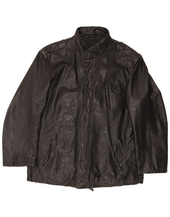 Jachetă de piele vintage pentru bărbați UK 42 XL din piele neagră