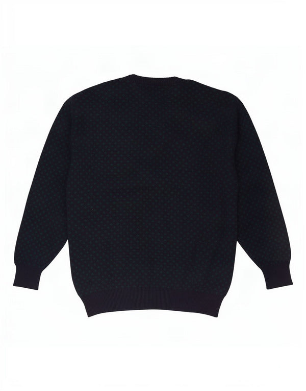 Pulover Vintage pentru bărbați cu decolteu în V XL Lână geometrică bleumarin