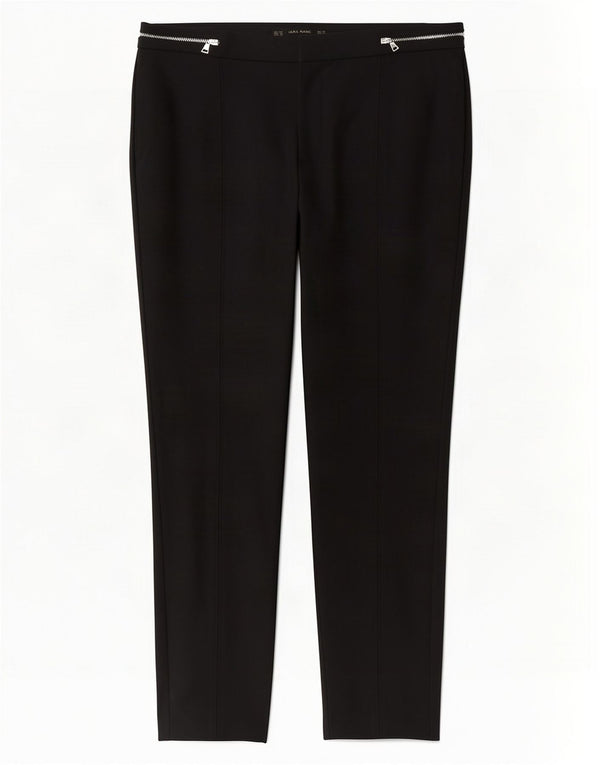 Pantaloni casual slim pentru femei Zara EU 42 Large W32 L28 Bumbac negru