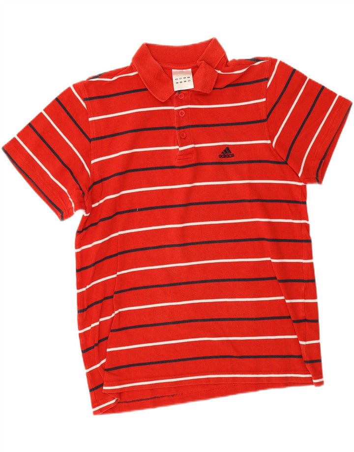 Tricou polo Adidas pentru bărbați, bumbac cu dungi roșii medii
